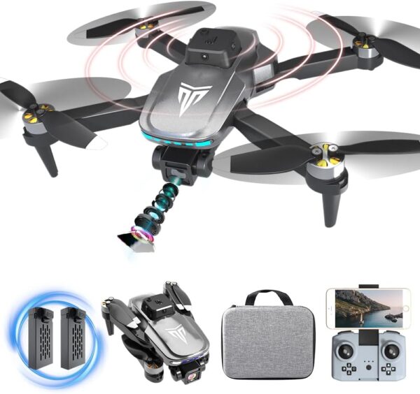 Brushless Motor Drone with Camera-4K FPV Foldable Drone with Carrying Case,40 mins of Battery Life,Two 1600MAH,120° Adjustable Lens,One Key Take Off/Land,Altitude Hold,Christmas gifts,360° Flip - Image 2