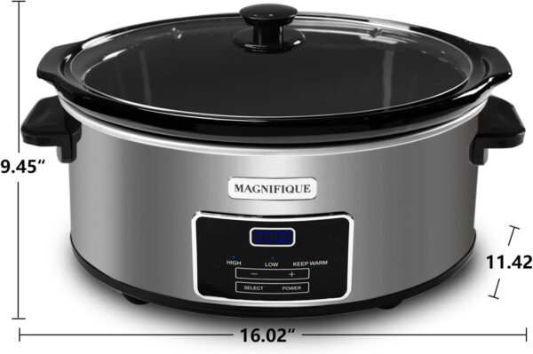 MAGNIFIQUE 7-Quart Casserole Slow Cooker with Timer and Digital Programmable - Small Kitchen Appliance for Family Dinners - Serves 6+ People - Heat Settings: Keep Warm, Low and High - Image 6