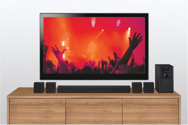 iLive 5.1 Home Theater System, 26in. Bluetooth Sound Bar with 4 Wired Satellite Speakers and Subwoofer, IHTB142B - Image 5