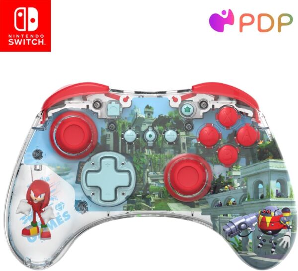 PDP REALMz™ Wireless Nintendo Switch Pro Controller, Customizable LED, Rechargeable Battery Power, 30 Foot Range, Licensed by Nintendo and SEGA: Sonic Superstars (Knuckles Sky Sanctuary Zone) - Image 2