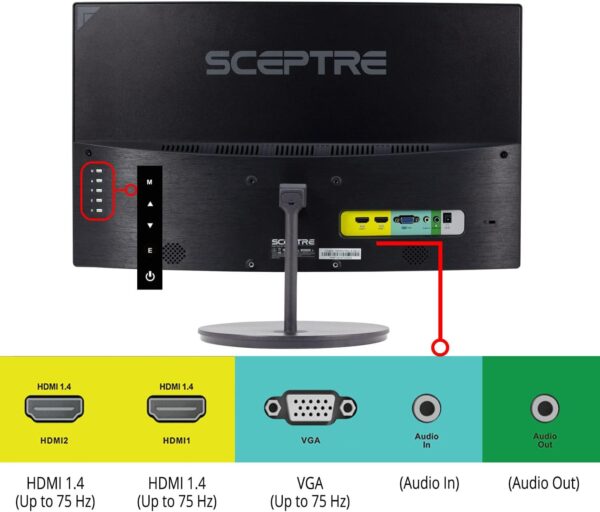 Sceptre Curved 24-inch Gaming Monitor 1080p R1500 98% sRGB HDMI x2 VGA Build-in Speakers, VESA Wall Mount Machine Black (C248W-1920RN Series) - Image 6