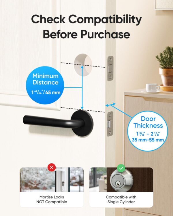 eufy Security Smart Lock C220, Fingerprint Keyless Entry Door Lock, Built-in Wi-Fi, App Remote Control, Front Door Smart Lock Deadbolt, 8Months Battery, Reliable Power, IP53 Waterproof, BHMA Grade 3 - Image 7