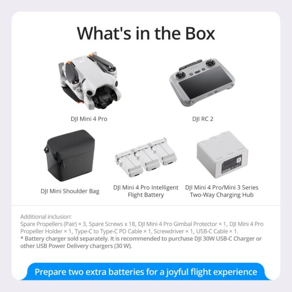 DJI Mini 4 Pro Fly More Combo with DJI RC 2, Mini Drone with 4K HDR Video, Under 0.549 lbs/249 g, 3 Batteries for up to 102 Mins Flight Time, Smart Return to Home, Drone with Camera for Beginners - Image 7