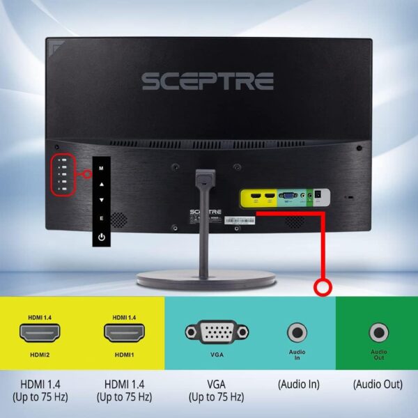 Sceptre Curved 24-inch Gaming Monitor 1080p 98% sRGB HDMI x2 VGA Build-in Speakers, Machine Black - Image 4