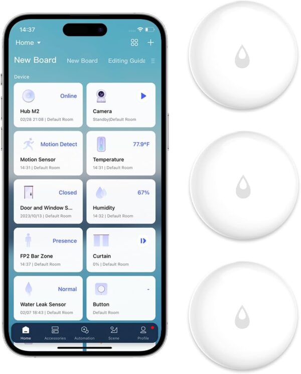 Aqara Water Leak Sensor Kit - 3 Pack, Requires AQARA HUB, Wireless Water Leak Detector, Wireless Mini Flood Detector for Alarm System and Smart Home Automation, for Kitchen Bathroom, Works with IFTTT - Image 2