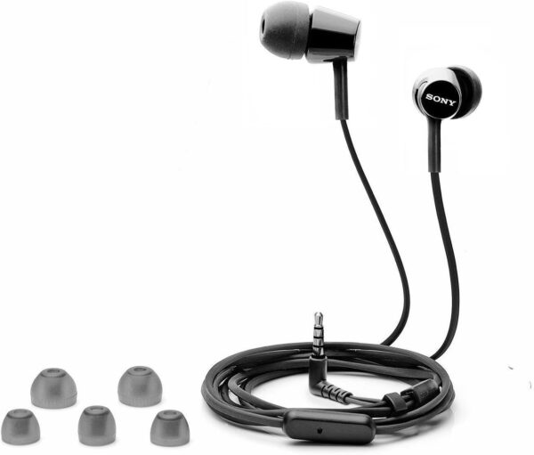 Sony MDREX155AP in-Ear Earbud Headphones/Headset with mic for phone call, Black (MDR-EX155AP/B) - Image 4