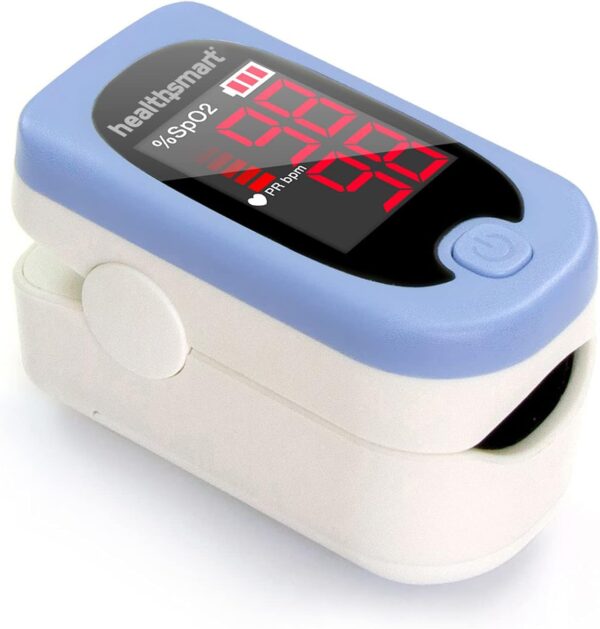 HealthSmart Pulse Oximeter for Fingertip, Displays Blood Oxygen Saturation Content, FSA HSA Eligible, Pulse Rate and Pulse Bar with LED Display, Accurate and Reliable, Batteries and Lanyard Included - Image 2