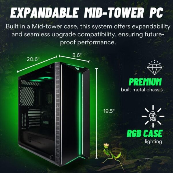 Mantis V2 Gaming PC (NVD GeForce RTX 4090, Intel 20-Core i7-14700KF Processor (~13900K in FPS) 32GB DDR5 RAM, 1TB NVMe SSD + 3TB HDD, Liquid-Cooled, WiFi 7, Windows 11 Home) RGB Gamer Desktop Computer - Image 7