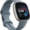 Fitbit Versa 4 Fitness Smartwatch with Daily Readiness, GPS, 24/7 Heart Rate, 40+ Exercise Modes, Sleep Tracking and more, Waterfall Blue/Platinum, One Size (S & L Bands Included) - Image 2