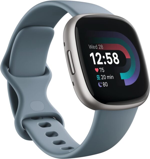 Fitbit Versa 4 Fitness Smartwatch with Daily Readiness, GPS, 24/7 Heart Rate, 40+ Exercise Modes, Sleep Tracking and more, Waterfall Blue/Platinum, One Size (S & L Bands Included) - Image 2