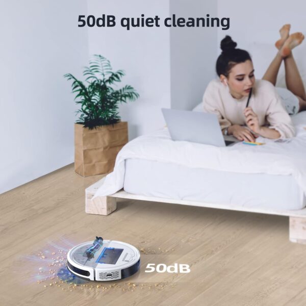 HONITURE Robot Vacuum and Mop Combo, 4000pa Strong Suction, G20 Robot Vacuum Cleaner with Self-Charging, 150Mins Max, App&Remote&Voice Control, Super-Slim, Ideal for Pet Hair - Image 8