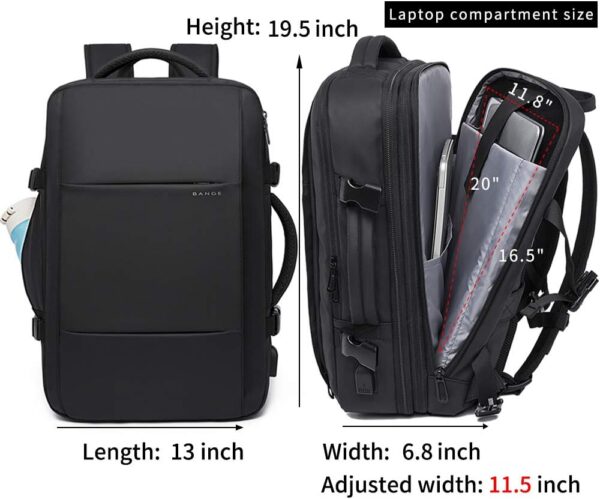 BANGE 45L Expandable Backpack, Water Resistant, Suitable for Travel, College Laptop Backpack for Men & Women - Image 5