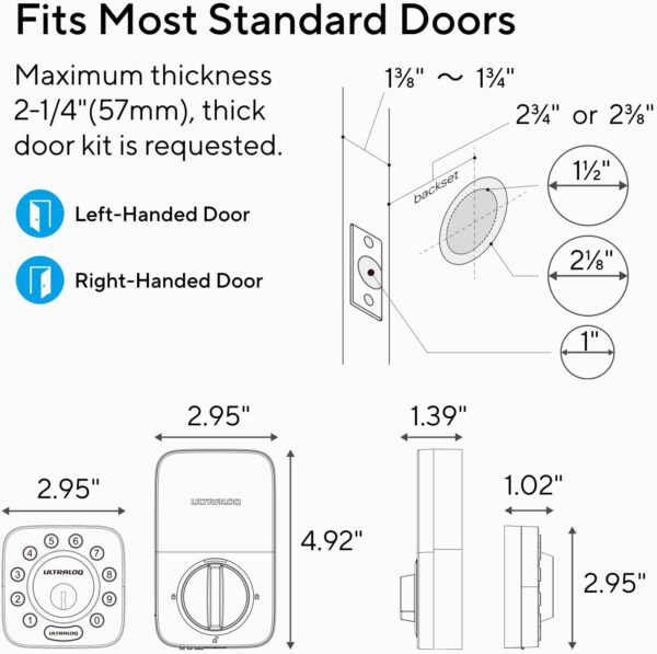 ULTRALOQ Smart Lock U-Bolt WiFi, Built-in WiFi Smart Door Lock with Door Sensor, Keyless Entry Door Lock Deadbolt, WiFi Deadbolt Door Lock, Works with Alexa, Google, Door Status Alert, Remote Access - Image 7