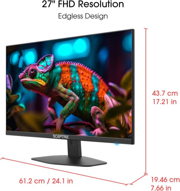 Sceptre New 27-inch Gaming Monitor 100Hz 1ms DisplayPort HDMI x2 100% sRGB AMD FreeSync Build-in Speakers, Eye Care Frameless Machine Black 2024 (E275W-FW100T) - Image 6