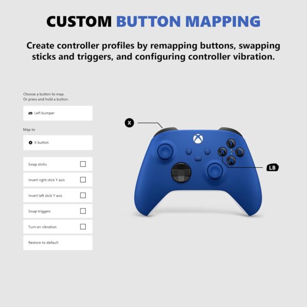 Xbox Wireless Controller Shock Blue - Wireless - Bluetooth - USB - Xbox Series X, Xbox Series S, Xbox One, PC, Android, iOS, Tablet - Shock Blue - Image 5