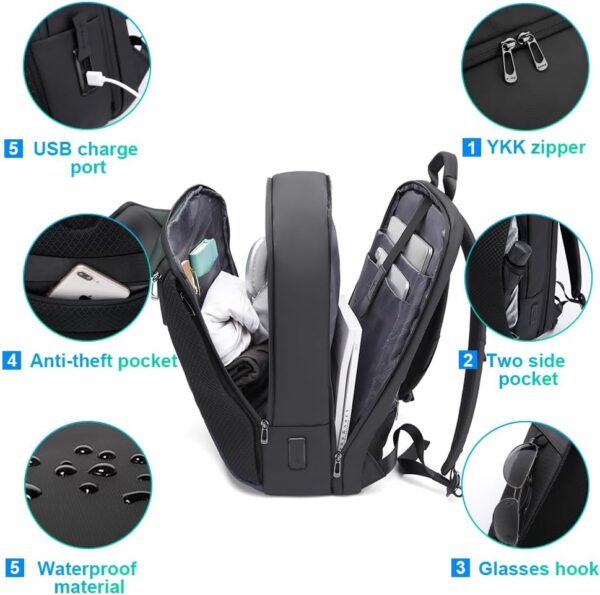 BANGE Smart Business Laptop Backpack Waterproof can fit 15.6-17.3 Inch Laptop with 3.0 USB charging port for men and women - Image 5