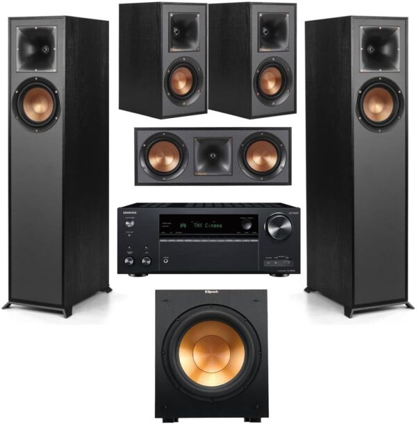 Klipsch Reference R-610F 5.1 Home Theater System, Black withYamaha RX-V4A 5.2-Channel AV Receiver with 8K HDMI and MusicCast - Image 2