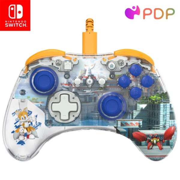 PDP REALMz™ Nintendo Switch Pro Controller, Customizable LED Lighting, 3.5mm Headphone Jack, Officially Licensed by Nintendo and SEGA: Sonic Superstars (Tails Seaside Hill Zone) - Image 2