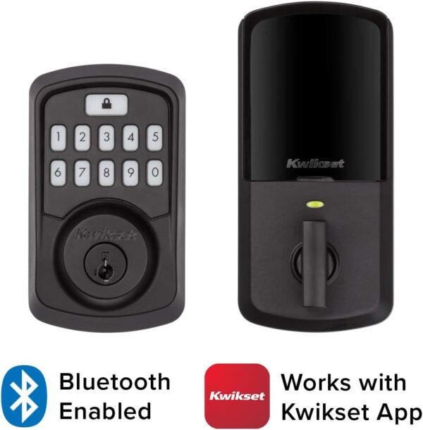 Kwikset 99420-003 Aura Bluetooth Programmable Keypad Door Lock Deadbolt Featuring SmartKey Security, Iron Black - Image 3