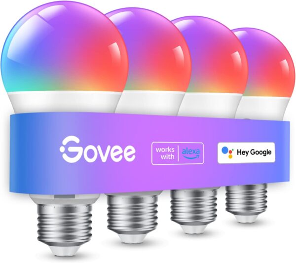 Govee Smart Light Bulbs, Color Changing Light Bulb, Work with Alexa and Google Assistant, 16 Million Colors RGBWW, WiFi & Bluetooth LED Light Bulbs, Music Sync, A19, 800 Lumens, 4 Pack - Image 2