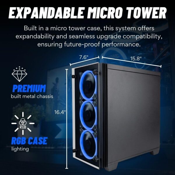 Empowered PC Stratos Micro Gaming Desktop - Intel 12-Core i7-12700K, 32GB RAM, 512GB NVMe SSD + 2TB HDD, Intel UHD Graphics 770, WiFi, Windows 11 Pro - Gamer Business Professional Computer - Image 8