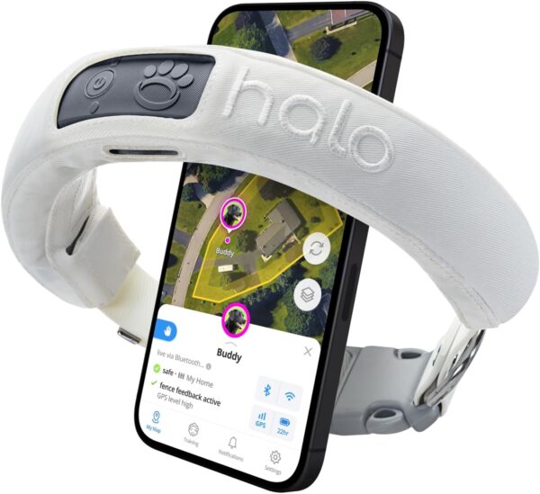 Halo Collar 3 - GPS Dog Fence - Multifunction Wireless Dog Fence & Training Collar with Real-Time Tracking & GPS - Waterproof, Instantly Create and Store Wireless Fences (Small, Ivory) - Image 2