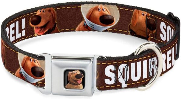 Buckle-Down Dog Collar Seatbelt Buckle Dug 3 Poses Squirrel Brown Yellow White 15 to 26 Inches 1.0 Inch Wide (DC-WDY293-L) - Image 2