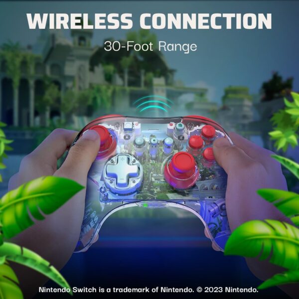 PDP REALMz™ Wireless Nintendo Switch Pro Controller, Customizable LED, Rechargeable Battery Power, 30 Foot Range, Licensed by Nintendo and SEGA: Sonic Superstars (Knuckles Sky Sanctuary Zone) - Image 4