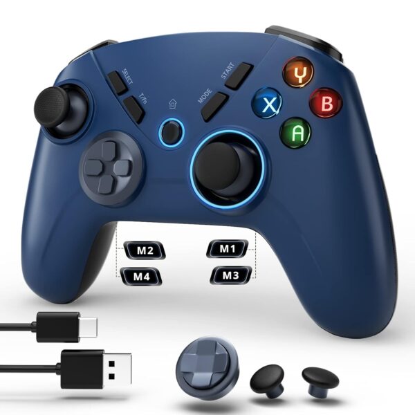 Multi-Platform PC Wireless Controller, Bluetooth Gaming Controller, Compatible with Windows, iPad, Steam, Laptop, Mac, Tablet, and Smart TV, with Double Shock, Macro Keys, Turbo Button, LED Backlight - Image 2