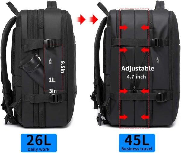 BANGE 45L Expandable Backpack, Water Resistant, Suitable for Travel, College Laptop Backpack for Men & Women - Image 4