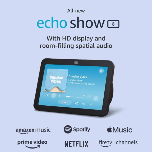 Amazon Echo Show 8 (3rd Gen, 2023 release) | With Spatial Audio, Smart Home Hub, and Alexa | Charcoal - Image 2