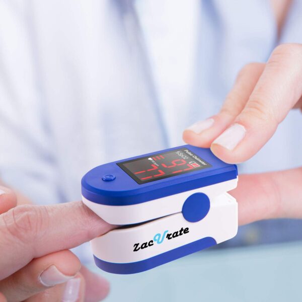 Zacurate Fingertip Pulse Oximeter Blood Oxygen Saturation Monitor with Batteries and Lanyard Included (Sapphire Blue) - Image 4