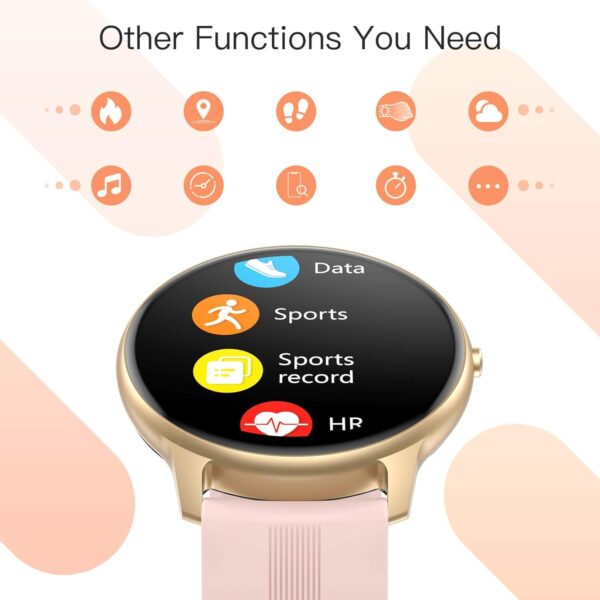 AGPTEK Smart Watch for Women, 5ATM Waterproof Smartwatch for Android and iOS Phones, Fitness Tracker Watch with 100+ Sports Modes, Heart Rate Monitor Pedometer Sleep Monitor, Pink - Image 9