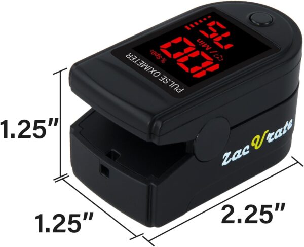 Zacurate Pro Series 500DL Fingertip Pulse Oximeter Blood Oxygen Saturation Monitor with Silicone Cover, Batteries and Lanyard (Royal Black) - Image 4