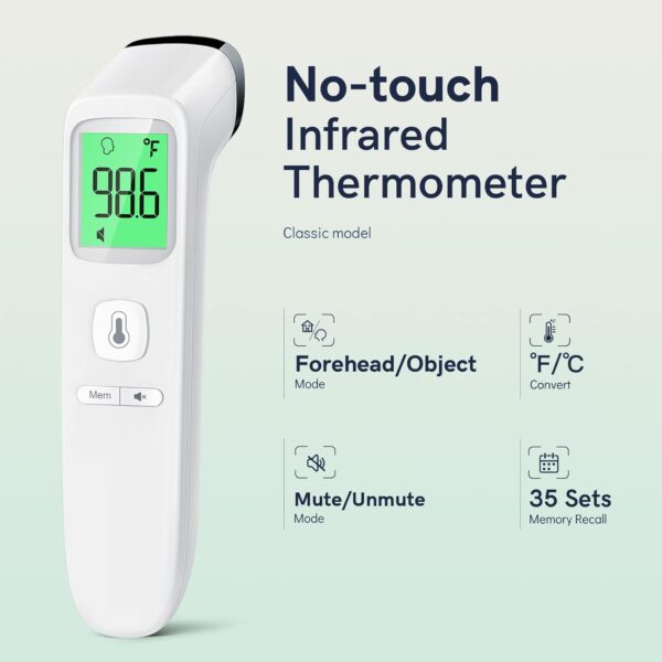 No-Touch Thermometer for Adults and Kids, Fast Accurate Digital Thermometer with Fever Alarm & Silent Mode, FSA HSA Eligible, Easy-to-use, Forehead Thermometer for Babies, Kids & Elderly - Image 3