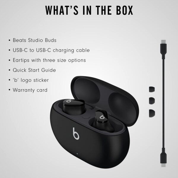 Beats Studio Buds - True Wireless Noise Cancelling Earbuds - Compatible with Apple & Android, Built-in Microphone, IPX4 rating, Sweat Resistant Earphones, Class 1 Bluetooth Headphones - Black - Image 6