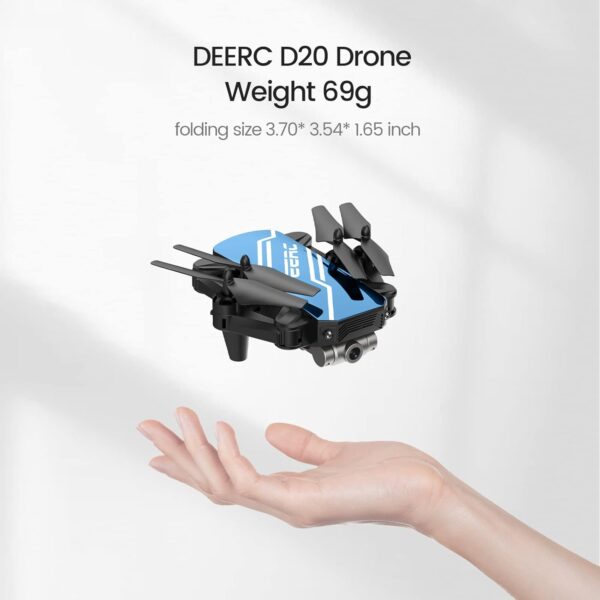 DEERC D20 Mini Drone with Camera for Kids, Remote Control Toys Gifts for Boys Girls with Voice Control, Gestures Selfie, Altitude Hold, Gravity Control, One Key Start, 3D Flips 2 Batteries, Blue - Image 7