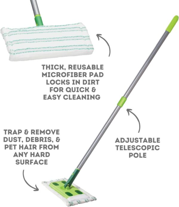 Quick Shine Multi Surface Floor Polish Mop Kit with 3 Reusable Pads & 1 16 oz. Floor Finish Cleaner | Use Wet + Dry | Squirt, Spread, Done | Hardwood, Luxury Vinyl Plank, Laminate - Image 4