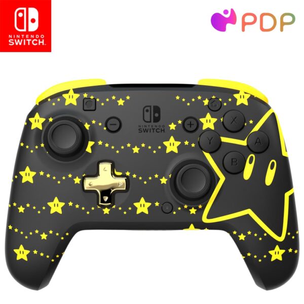 PDP REMATCH GLOW Enhanced Wireless Nintendo Switch Pro Controller, Rechargeable battery power, Dual Programmable Gaming Buttons, 30-foot Range, Licensed by Nintendo: Super Star (Glow in the Dark) - Image 2