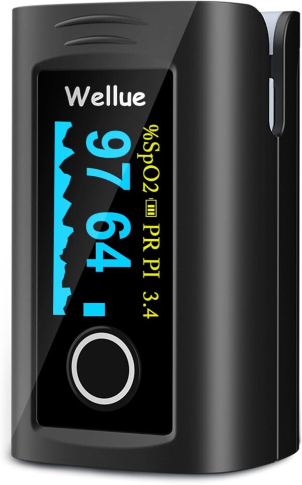 Wellue Fingertip Pulse Oximeter, Blood Oxygen Saturation Monitor with Batteries, Carry Bag & Lanyard for Wellness Use - Image 2