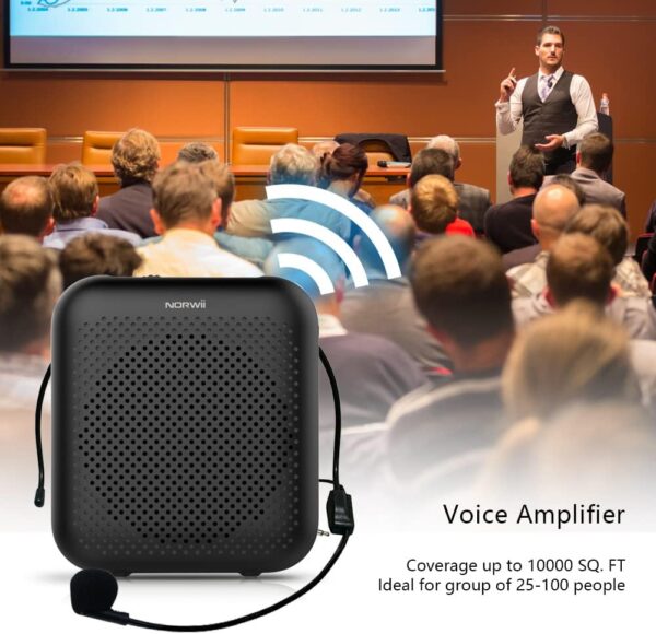 NORWII Mini Voice Amplifier Portable Rechargeable with Wired Microphone Headset & Waistband, Personal Voice Amplifier for Teachers, Presentation, Tour Guides, Meeting, Coaches - Image 3