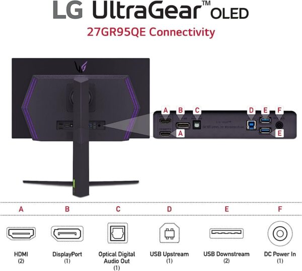 LG 27" Ultragear™ OLED QHD Gaming Monitor with 240Hz .03ms GtG & nVIDIA® G-SYNC® Compatible,Black - Image 6