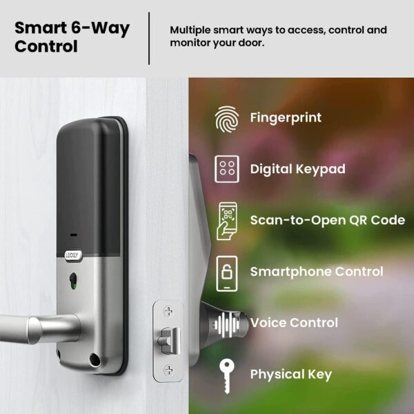 Lockly Secure Pro, Wi-Fi Smart Door Lock, Keyless Entry Door Lock, PIN Genie® Keypad, 3D Biometric Fingerprint Sensor, Voice Control, Auto Lock - Satin Nickel (PGD628WSN) - Latch Edition - Image 7