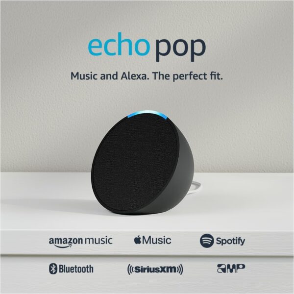 Amazon Echo Pop | Full sound compact smart speaker with Alexa | Charcoal - Image 2