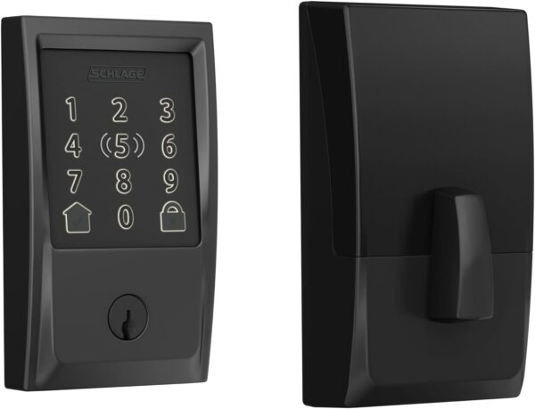 Schlage BE499WB CEN 622 Encode Plus WiFi Deadbolt Smart Lock with Apple Home Key, Keyless Entry Door Lock with Century Trim, Matte Black - Image 2