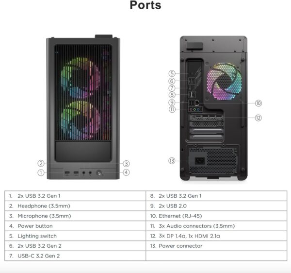 Lenovo Legion T5 Ultimate Gaming Tower Desktop, AMD Ryzen 7 7700X (beats i7-13700H), NVIDIA GeForce RTX 4070, 64GB DDR5 RAM, 2TB SSD, Wired KB & Mouse, HDMI, DP, Wi-Fi 6, Windows 11 Home - Image 6