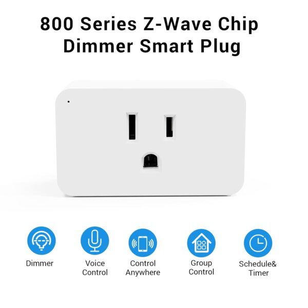 New One Zwave Outlet Dimmer, 800 Series Z-Wave Smart Plug, Bult in Zwave Repeater, Zwave Device, Z-Wave Hub Required, Work with Hubitat, SmartThings, Vera, Wink, Fibaro, Homeseer, 2GIG - Image 3