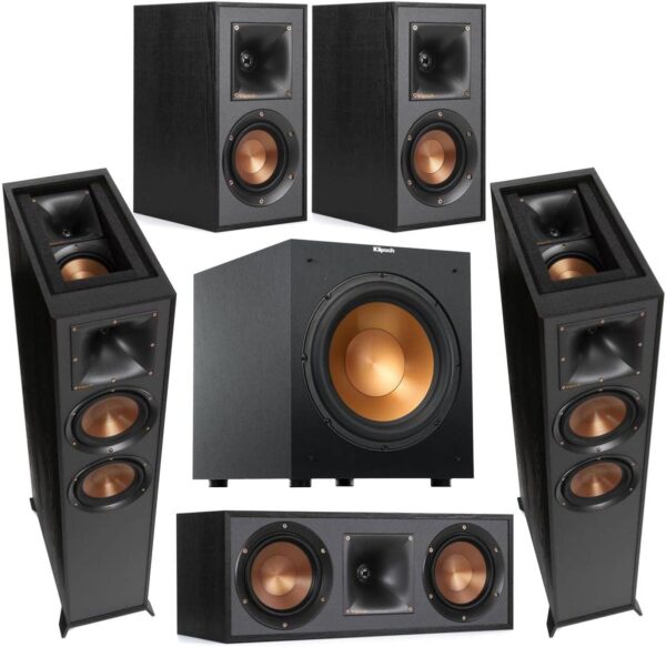 Klipsch Reference Series 5.2 Home Theater Pack with 2X R-625FA Floorstanding Speakers, R-52C Center Channel Speaker, 2X R-41M Bookshelf Speakers (Speaker System + Subwoofer) - Image 2