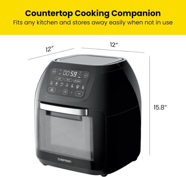 CHEFMAN Multifunctional Digital Air Fryer+ Rotisserie, Dehydrator, Convection Oven, 17 Touch Screen Presets Fry, Roast, Dehydrate, Bake, XL 10L Family Size, Auto Shutoff, Large Easy-View Window, Black - Image 11