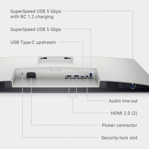 Dell S2722QC 27-inch 4K USB-C Monitor - UHD (3840 x 2160) Display, 60Hz Refresh Rate, 8MS Grey-to-Grey Response Time (Normal Mode), Built-in Dual 3W Speakers, 1.07 Billion Colors Platinum Silver - Image 9